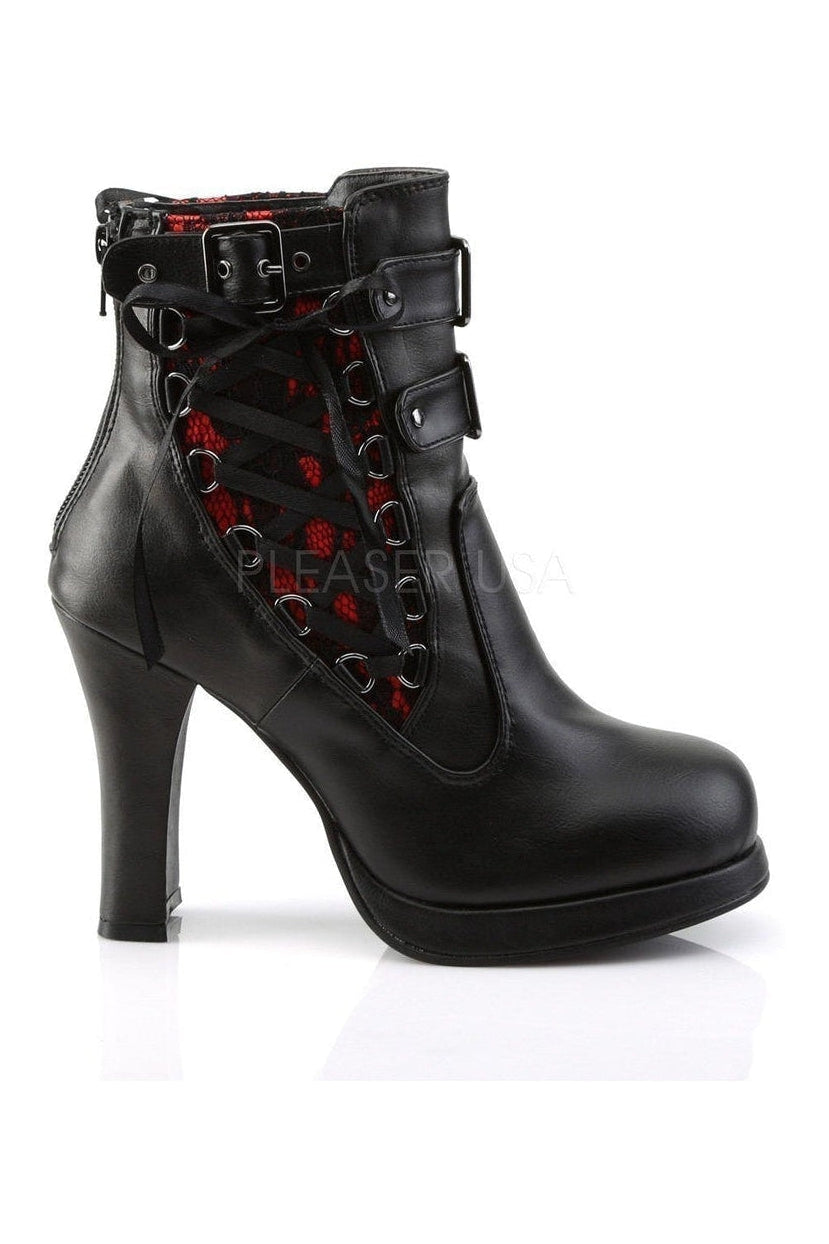 CRYPTO-51 Ankle Boot | Black Faux Leather-Demonia-Ankle Boots-SEXYSHOES.COM