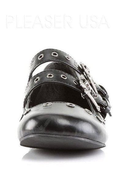 DAISY-03 Demonia Flat | Black Faux Leather-Demonia-SEXYSHOES.COM