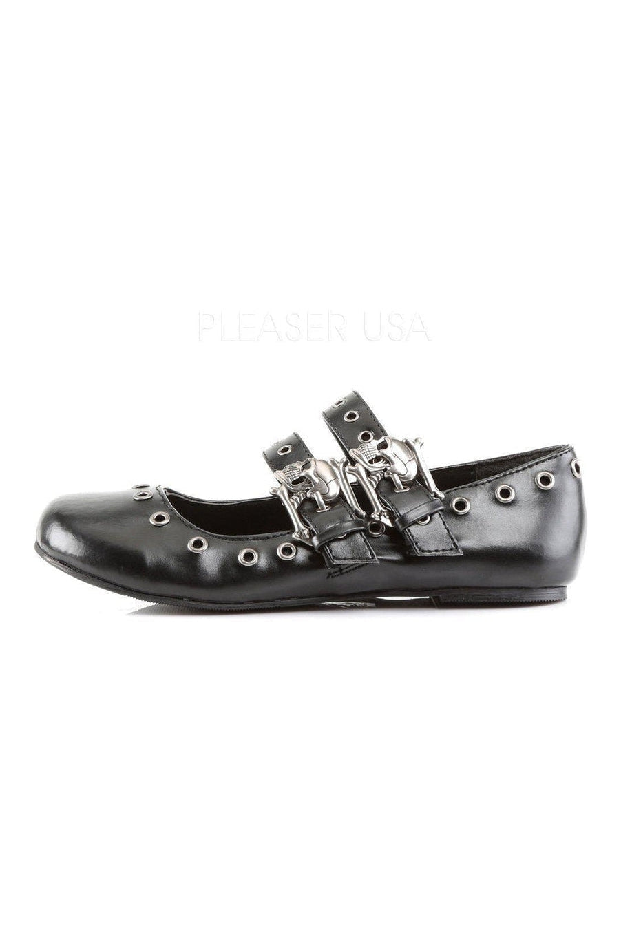 DAISY-03 Demonia Flat | Black Faux Leather-Demonia-SEXYSHOES.COM