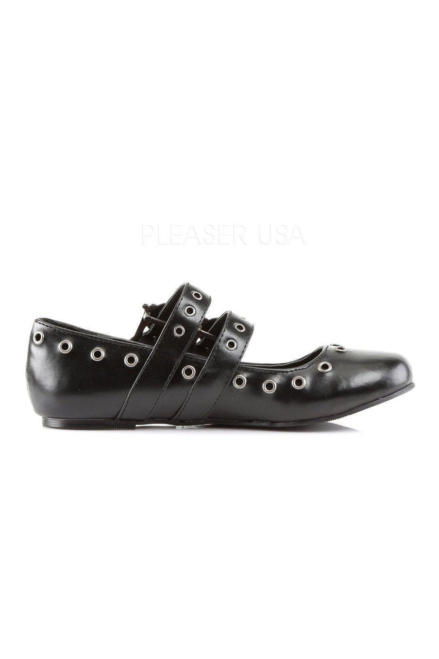 DAISY-03 Demonia Flat | Black Faux Leather-Demonia-SEXYSHOES.COM