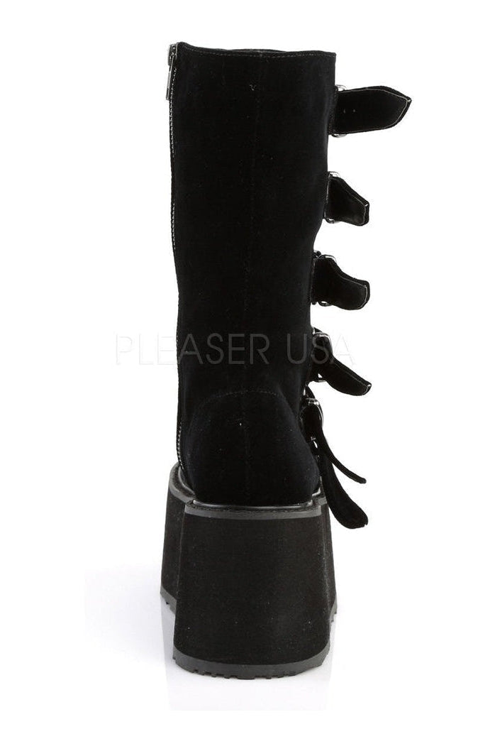 DAMNED-225 Demonia Knee Boot | Black Velvet-Demonia-Knee Boots-SEXYSHOES.COM