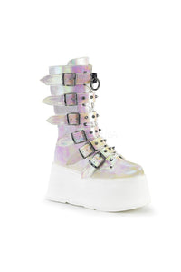 Demonia DAMNED-225  Knee Boot in White Faux Leather from SexyShoes.com