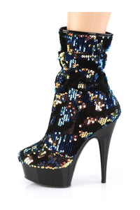 Pleaser DELIGHT-1004 Exotic Boot in Blue Sequins