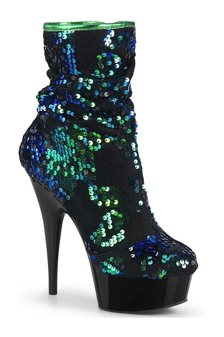 Pleaser DELIGHT-1004 Exotic Boot in Green Sequins from SexyShoes.com
