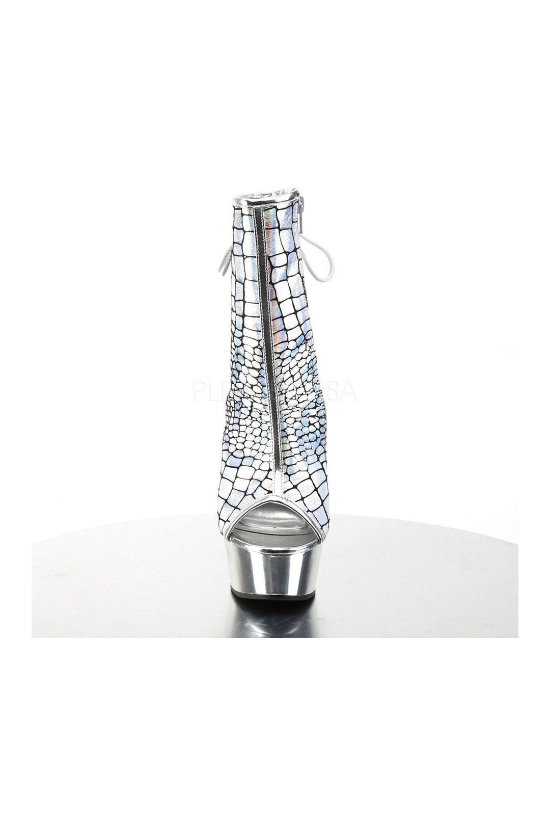 Pleaser DELIGHT-1018HG Platform Boot in Silver Faux Leather