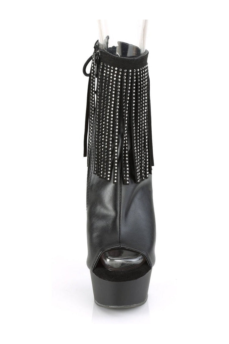 Pleaser DELIGHT-1018RSF Exotic Boot in Black Faux Leather