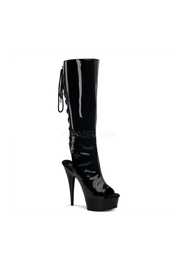 Pleaser Black Knee Boots Platform Stripper Shoes | Buy at Sexyshoes.com