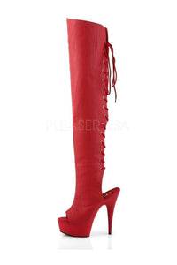 Pleaser DELIGHT-3019 Platform Boot in Red Faux Leather