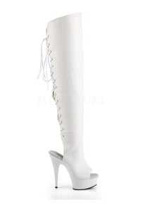 Pleaser DELIGHT-3019 Platform Boot in White Faux Leather