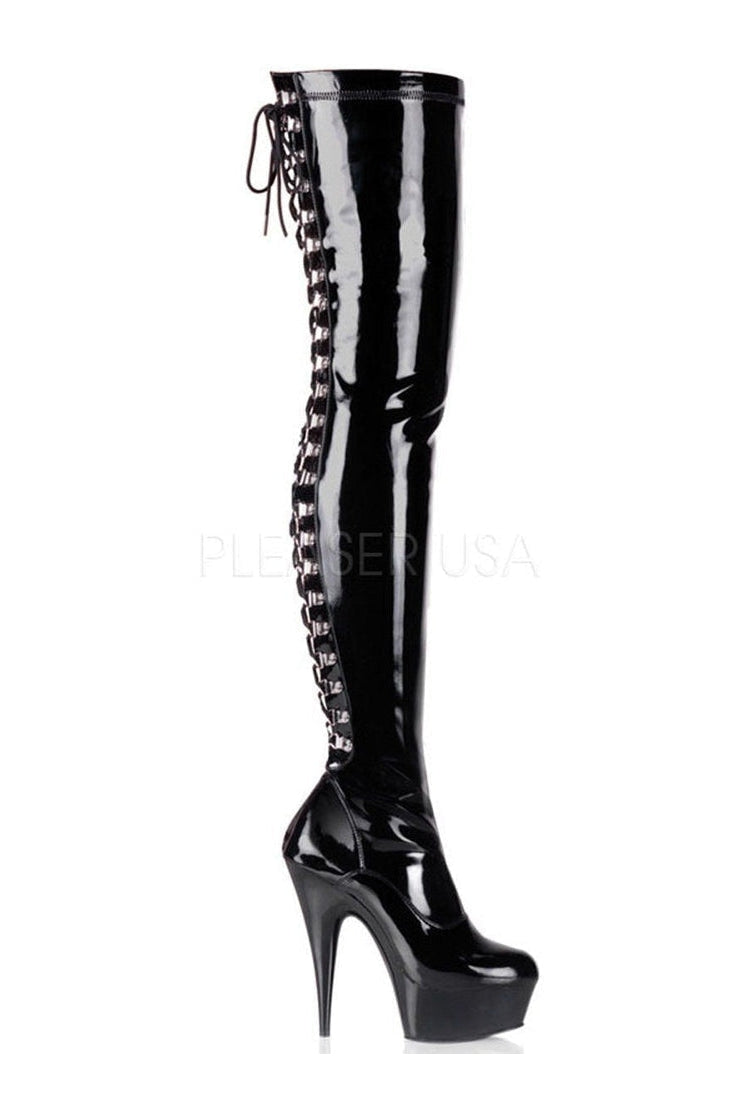 Pleaser Black Thigh Boots Platform Stripper Shoes | Buy at Sexyshoes.com