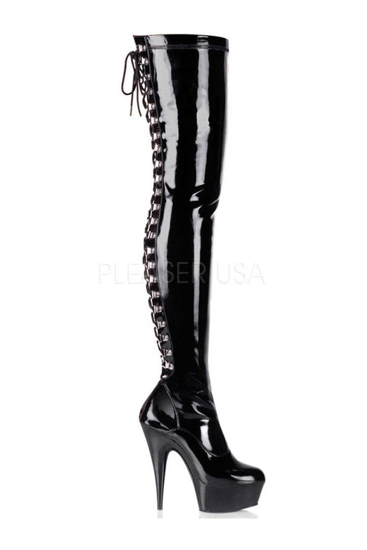 Pleaser Black Thigh Boots Platform Stripper Shoes | Buy at Sexyshoes.com