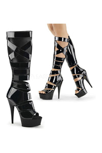 Pleaser DELIGHT-600-49 Platform Boot in Black Patent from SexyShoes.com