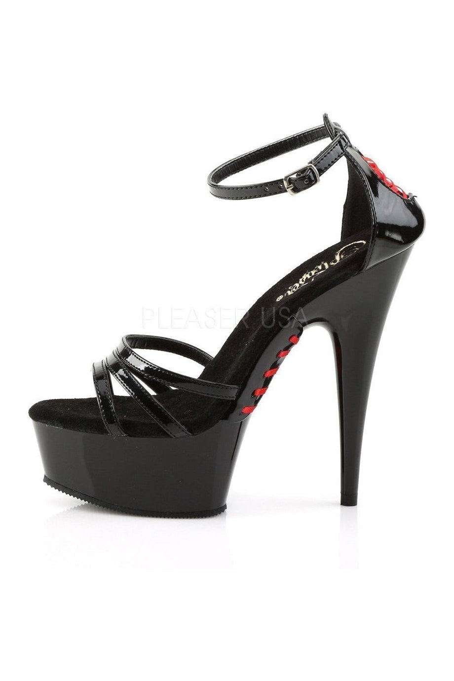 Pleaser DELIGHT-662 Platform Sandal in Black Patent