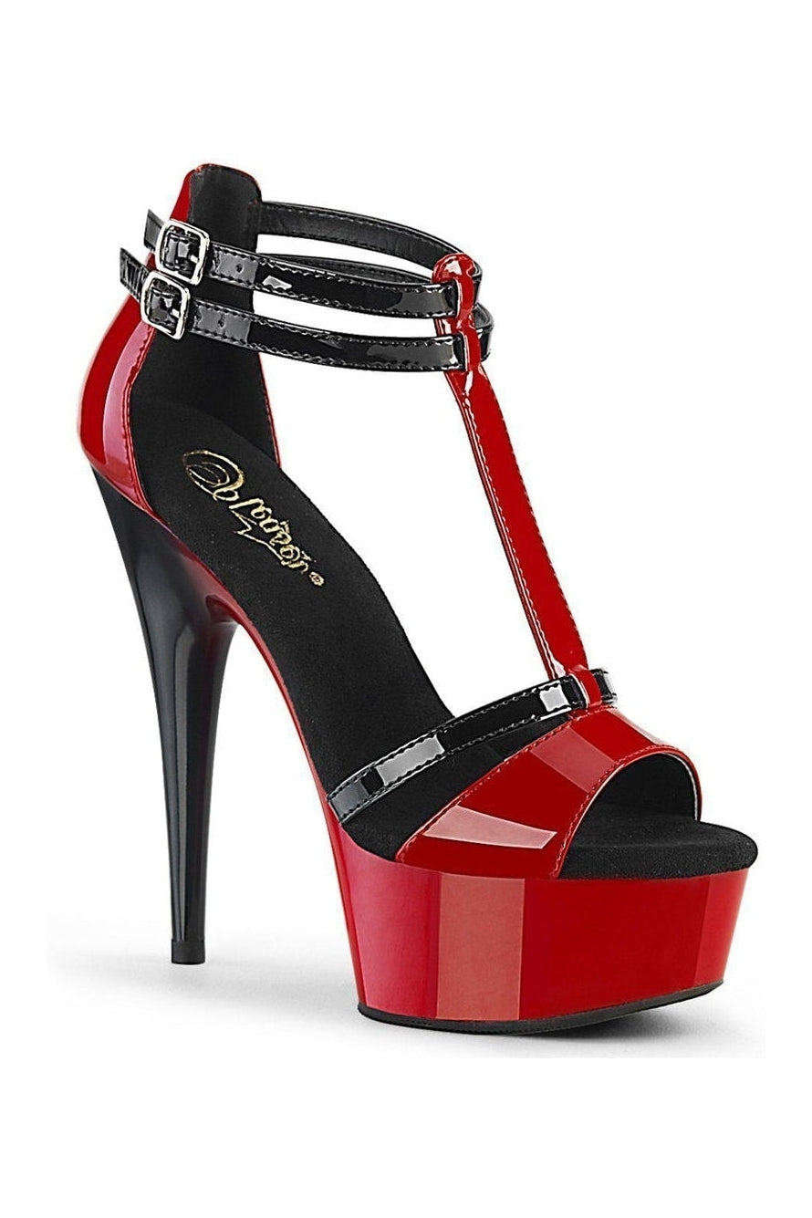 DELIGHT-663 Stripper Sandal | Red Patent-Pleaser