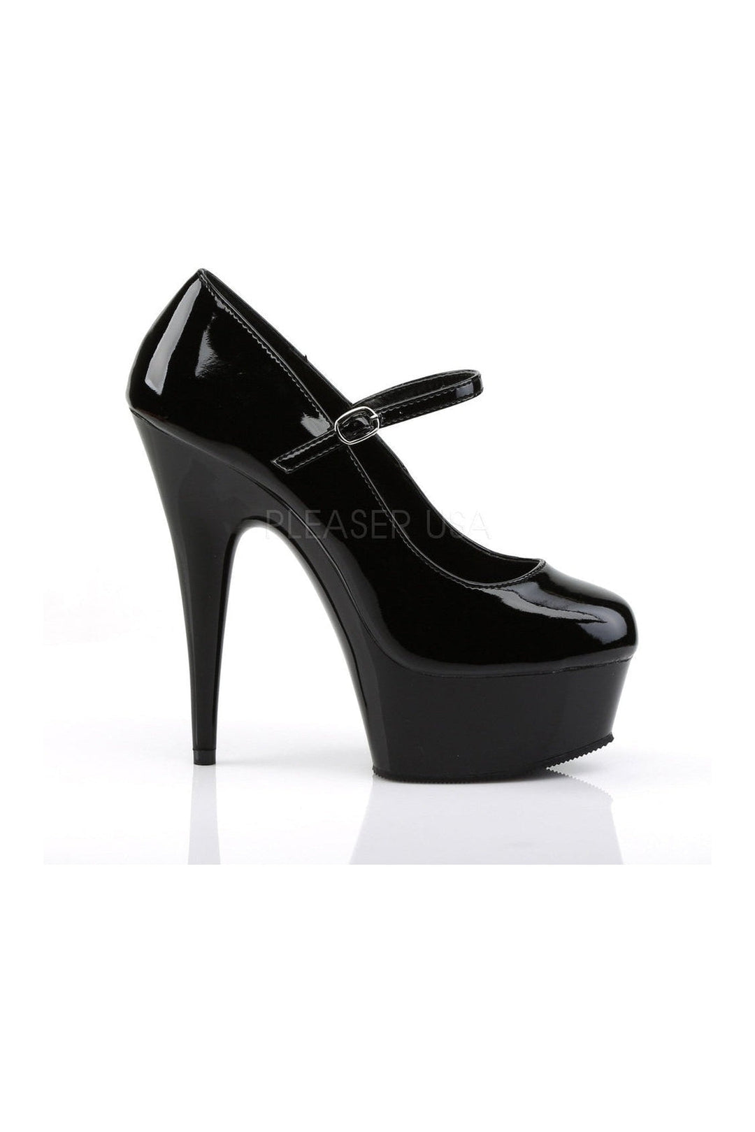 Pleaser DELIGHT-687 Platform Pump in Black Patent