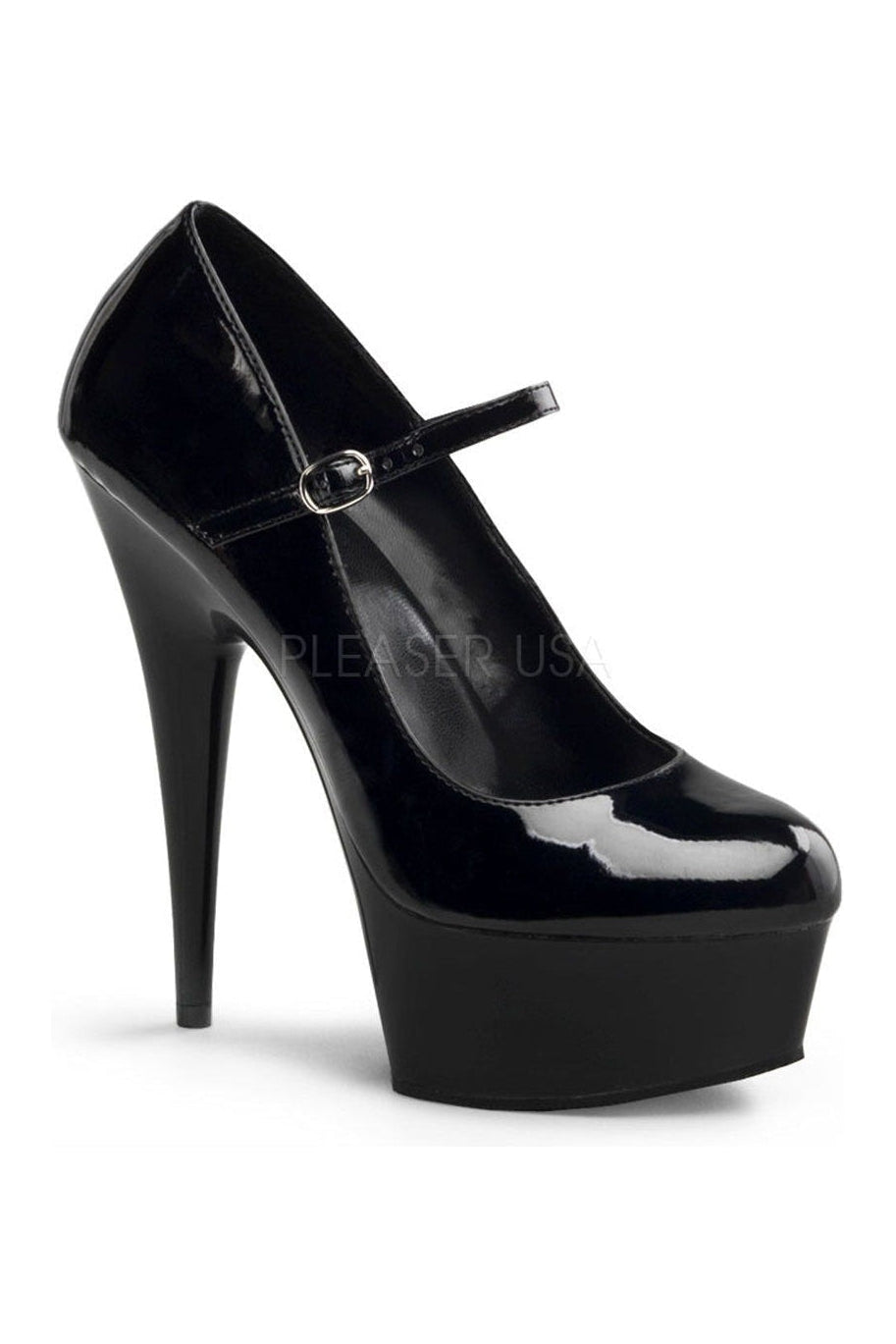 Pleaser DELIGHT-687 Platform Pump in Black Patent from SexyShoes.com