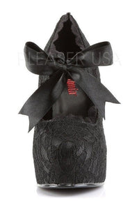 Demonia DEMON-11  Platform Pump in Black Satin