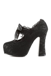 Demonia DEMON-11  Platform Pump in Black Satin