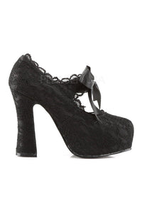 Demonia DEMON-11  Platform Pump in Black Satin
