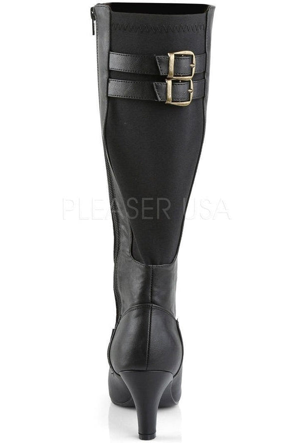 DIVINE-2018 Knee Boot | Black Faux Leather-Pleaser Pink Label-Knee Boots-SEXYSHOES.COM
