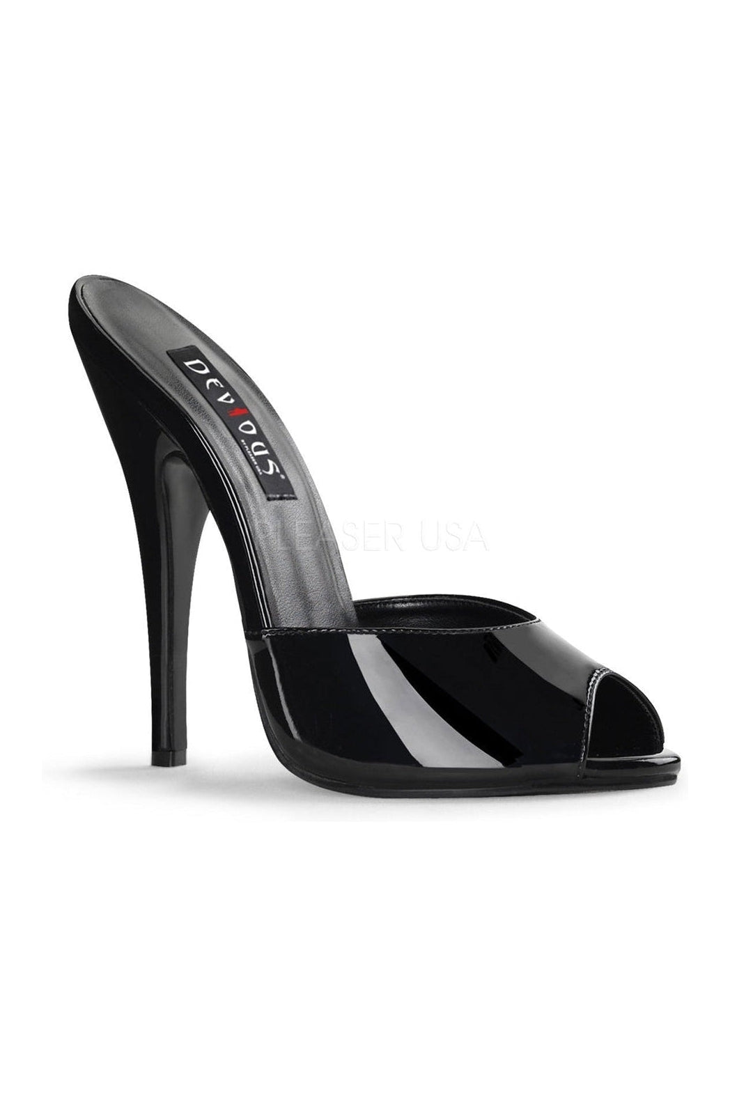 DOMINA-101 Mule | Black Patent-Slides- Stripper Shoes at SEXYSHOES.COM