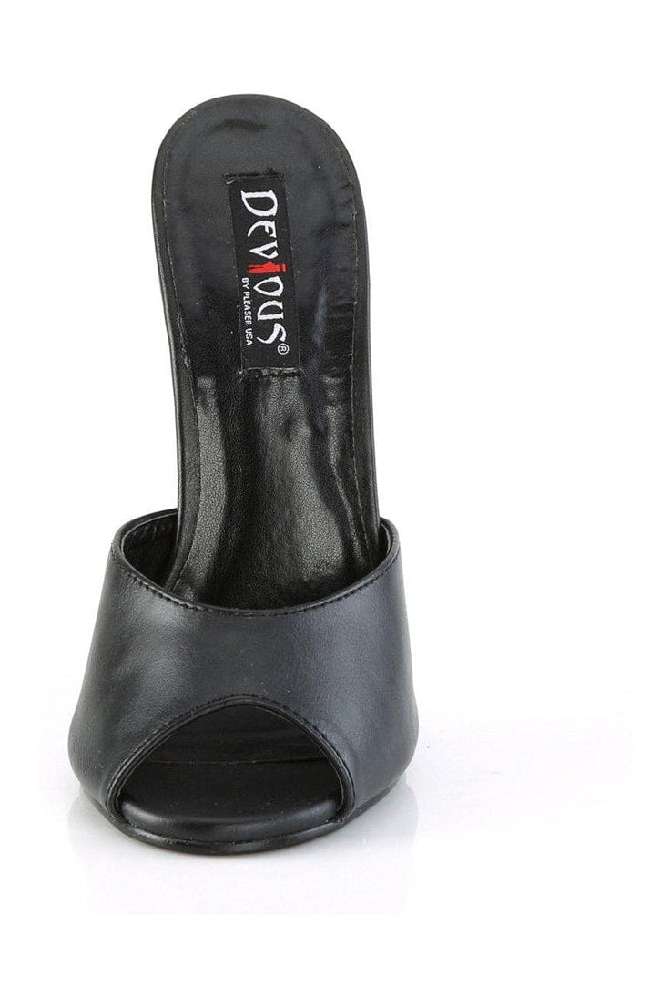 DOMINA-101 Slide | Black Faux Leather-Slides- Stripper Shoes at SEXYSHOES.COM