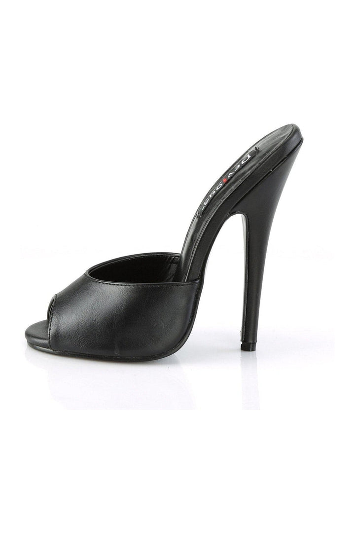 DOMINA-101 Slide | Black Faux Leather-Slides- Stripper Shoes at SEXYSHOES.COM