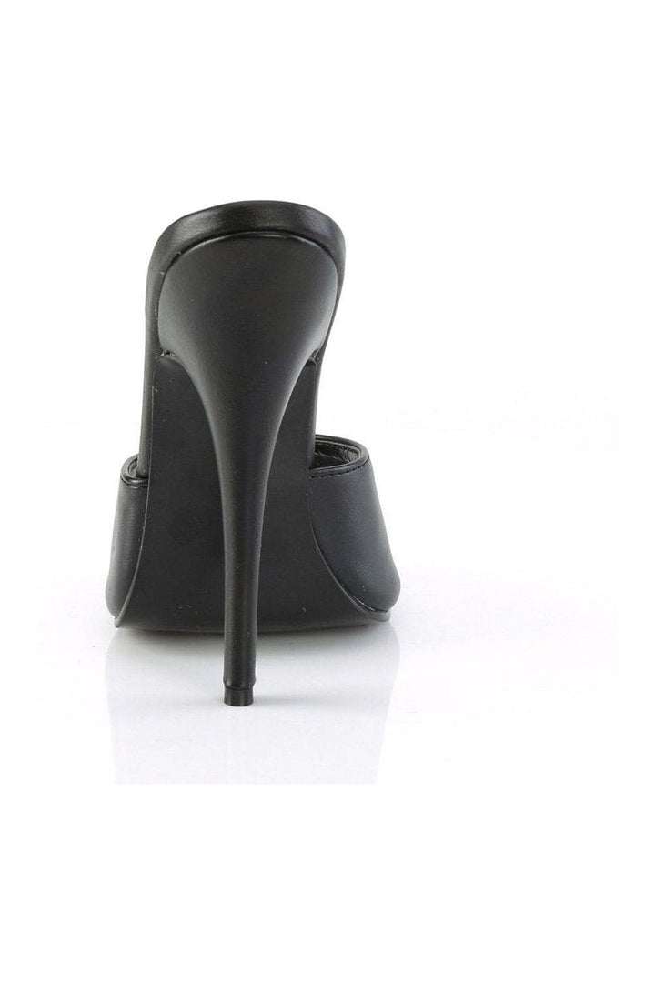 DOMINA-101 Slide | Black Faux Leather-Slides- Stripper Shoes at SEXYSHOES.COM