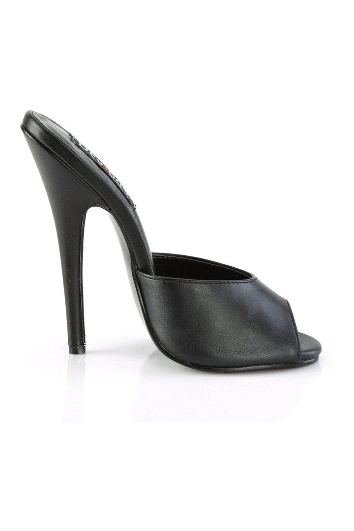 DOMINA-101 Slide | Black Faux Leather-Slides- Stripper Shoes at SEXYSHOES.COM