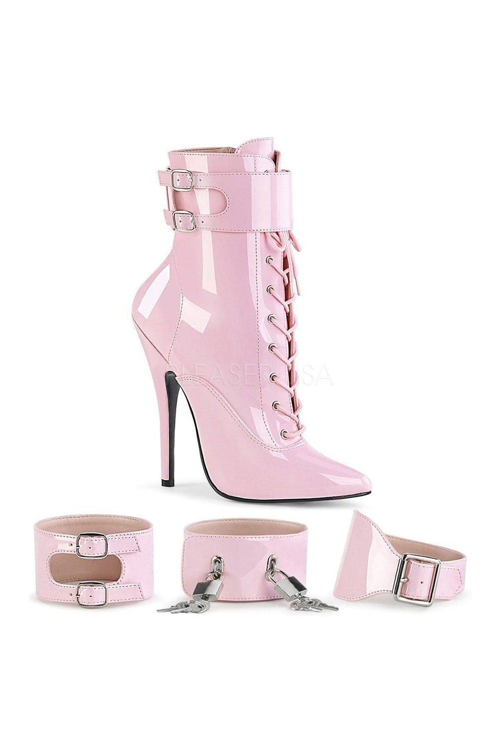 DOMINA-1023 Ankle Boot | Pink Patent-Ankle Boots- Stripper Shoes at SEXYSHOES.COM