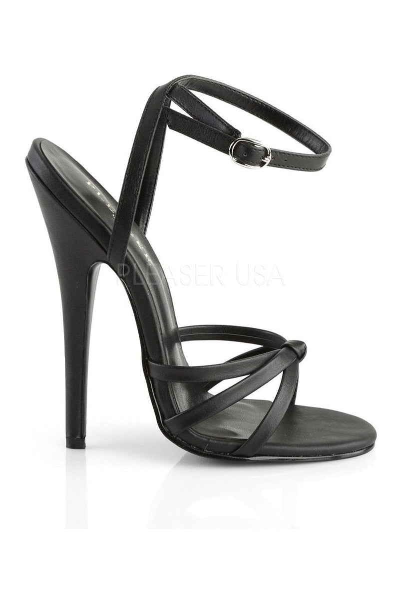 Devious DOMINA-108 Sandal in Black Faux Leather