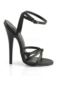 Devious DOMINA-108 Sandal in Black Faux Leather