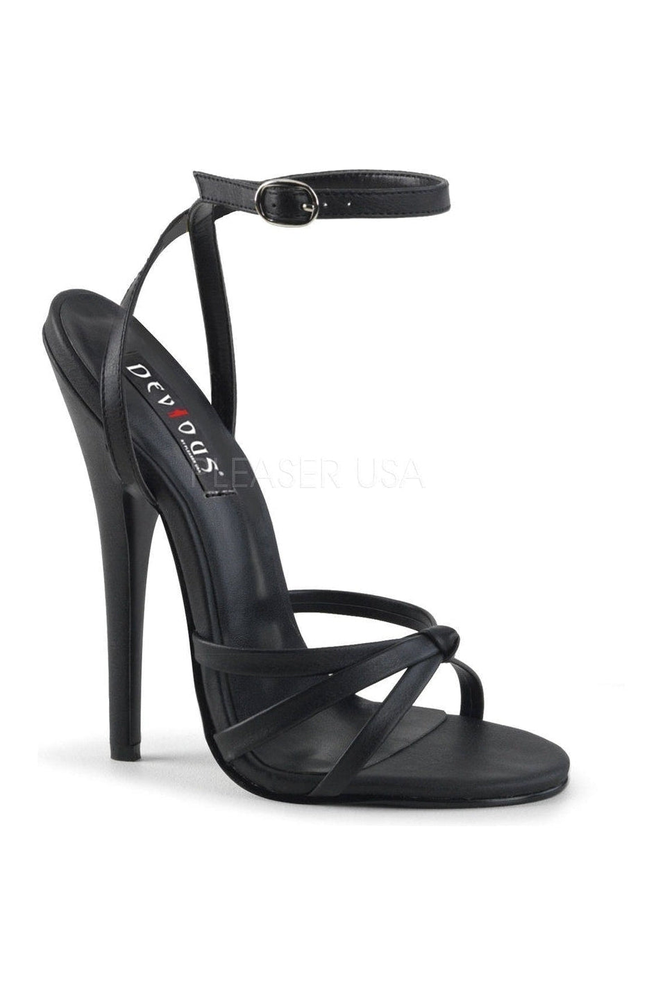 DOMINA-108 Sandal | Black Faux Leather-Sandals- Stripper Shoes at SEXYSHOES.COM