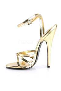 Devious DOMINA-108 Sandal in Gold Faux Leather