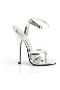 Devious DOMINA-108 Sandal in Silver Faux Leather
