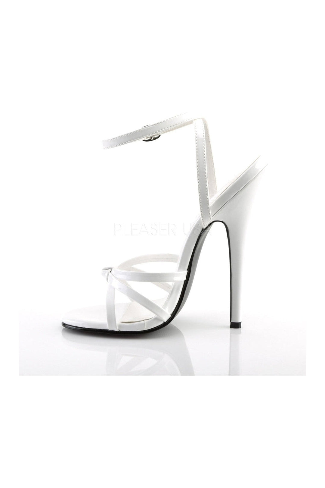 DOMINA-108 Sandal | White Patent-Sandals- Stripper Shoes at SEXYSHOES.COM
