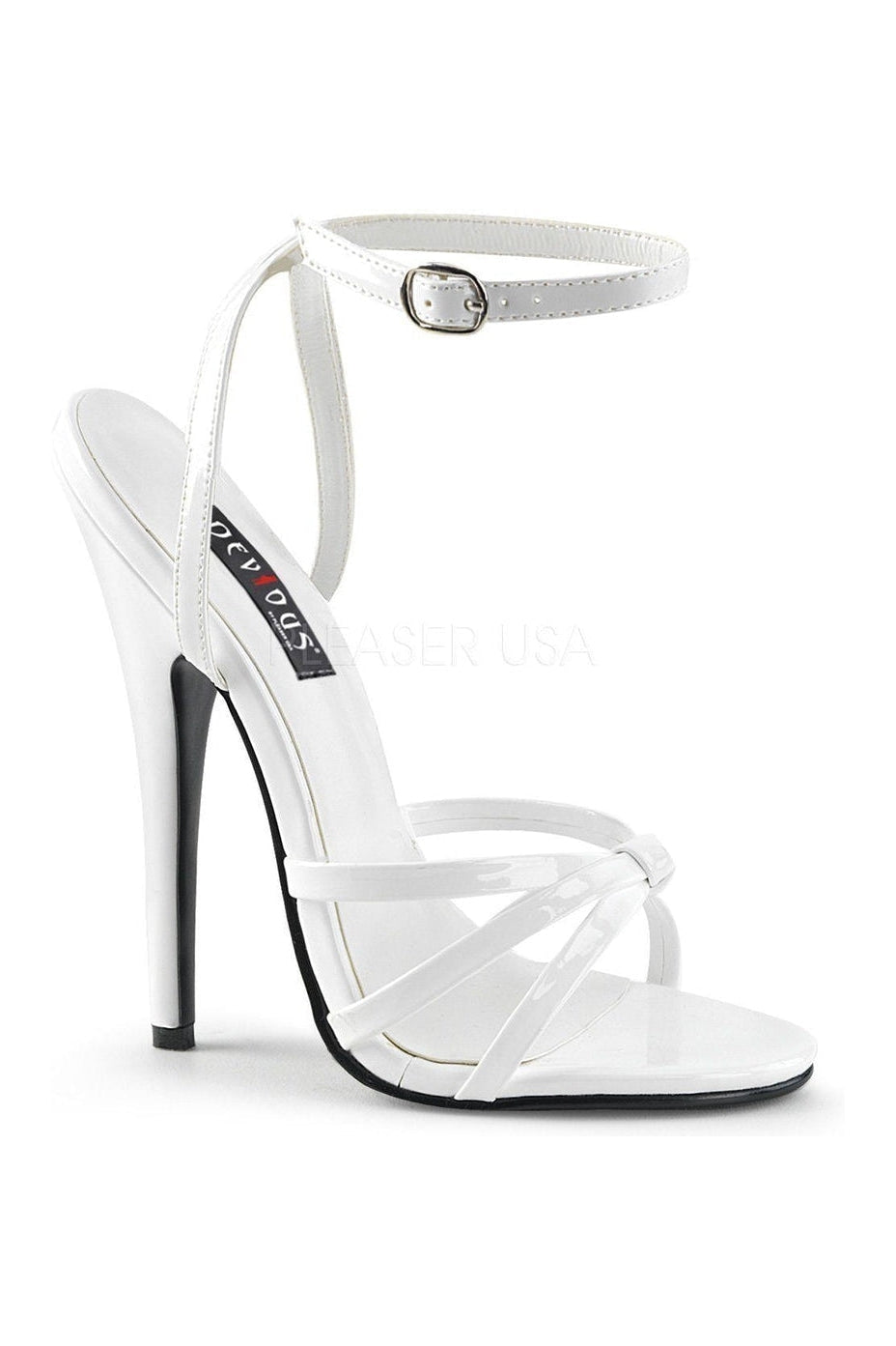 DOMINA-108 Sandal | White Patent-Sandals- Stripper Shoes at SEXYSHOES.COM