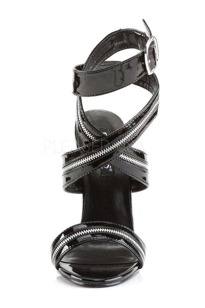 DOMINA-119 Sandal | Black Patent-Sandals- Stripper Shoes at SEXYSHOES.COM