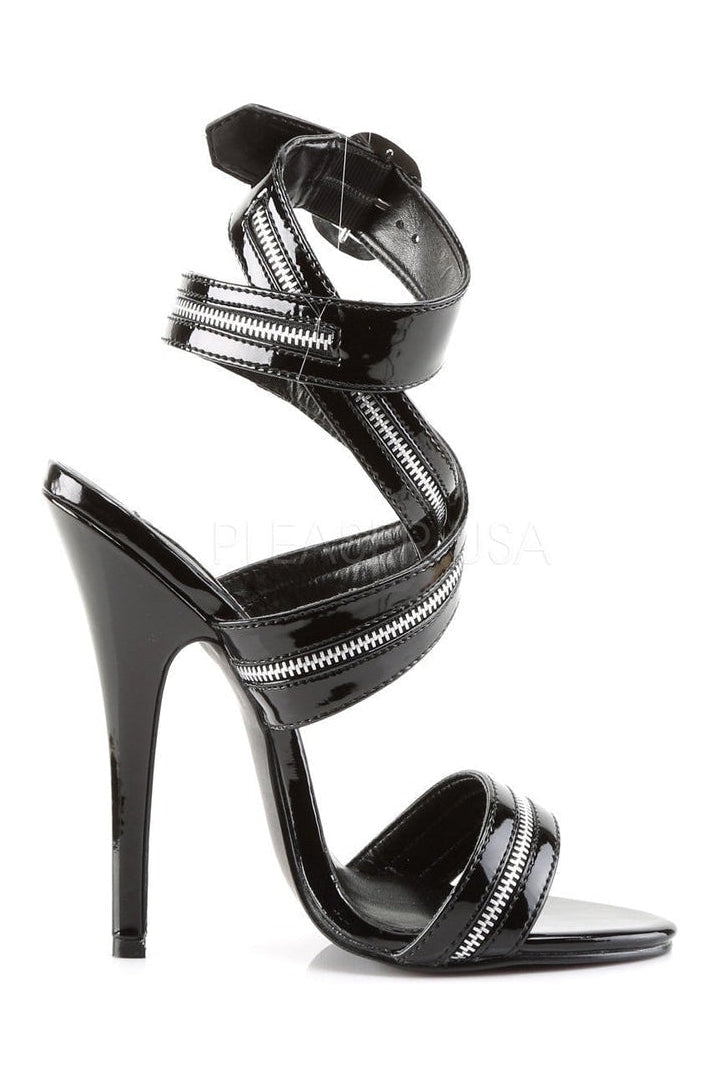 DOMINA-119 Sandal | Black Patent-Sandals- Stripper Shoes at SEXYSHOES.COM