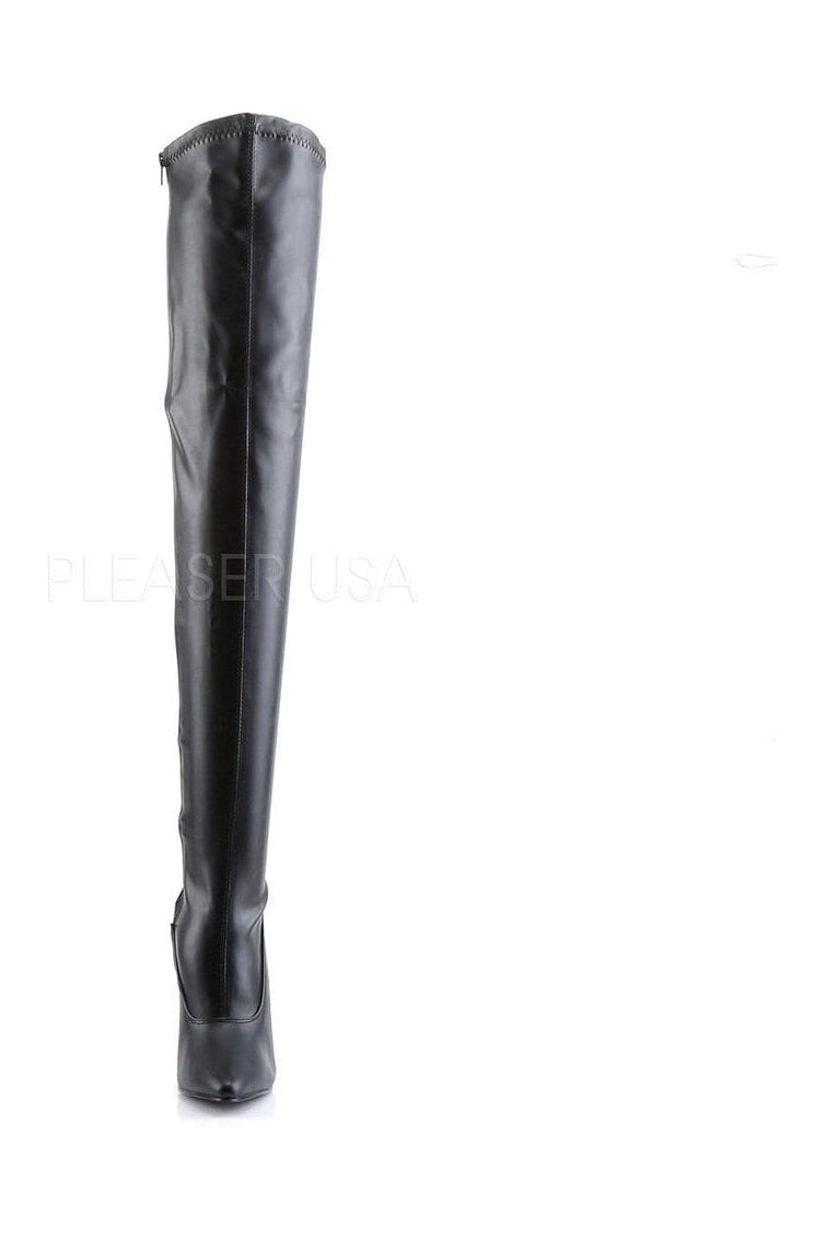 DOMINA-3000 Thigh Boot | Black Faux Leather-Thigh Boots- Stripper Shoes at SEXYSHOES.COM