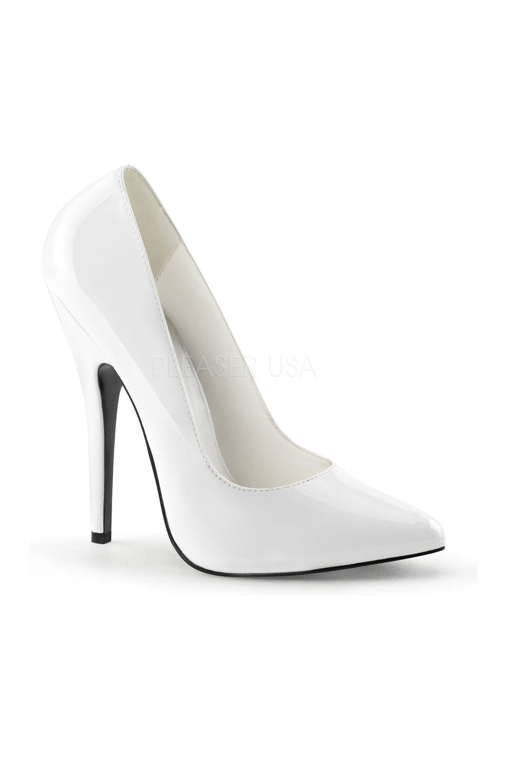 DOMINA-420 Pump | White Patent-Pumps- Stripper Shoes at SEXYSHOES.COM