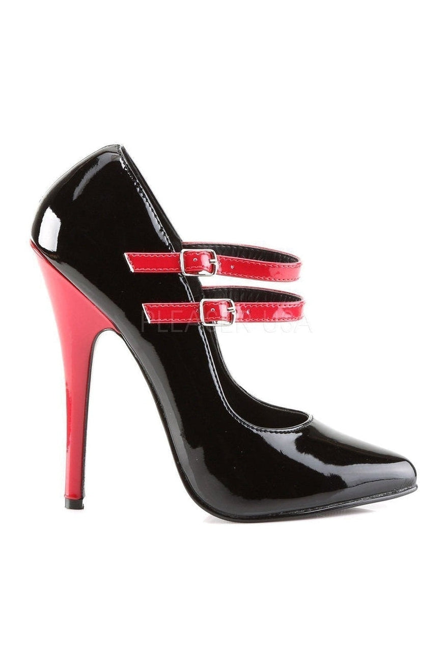 Devious DOMINA-442 Pump in Black Patent