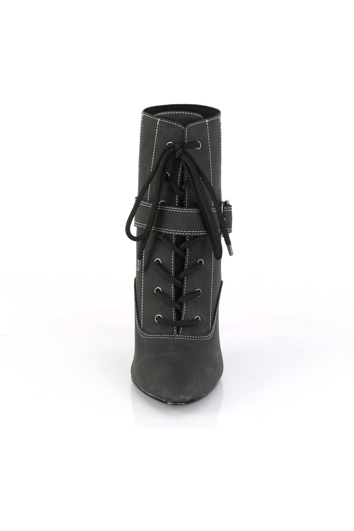 DREAM-1022 Ankle Boot | Black Faux Leather-Ankle Boots-Pleaser Pink Label-SEXYSHOES.COM