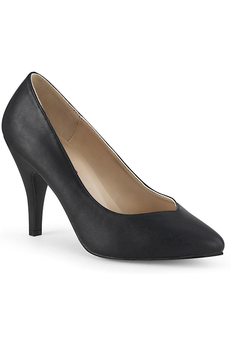 DREAM-420W Wide Width Pump | Black Faux Leather-Pleaser Pink Label-SEXYSHOES.COM