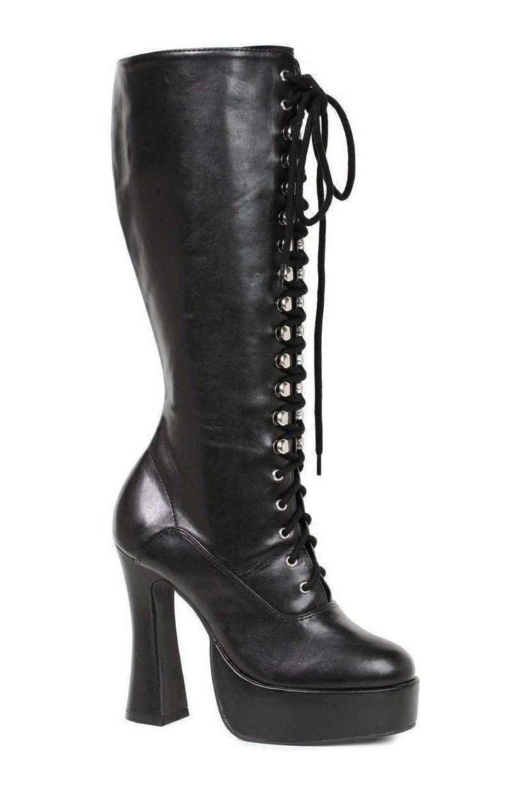 EASY Knee Boot | Black Faux Leather-Ellie Shoes-SEXYSHOES.COM
