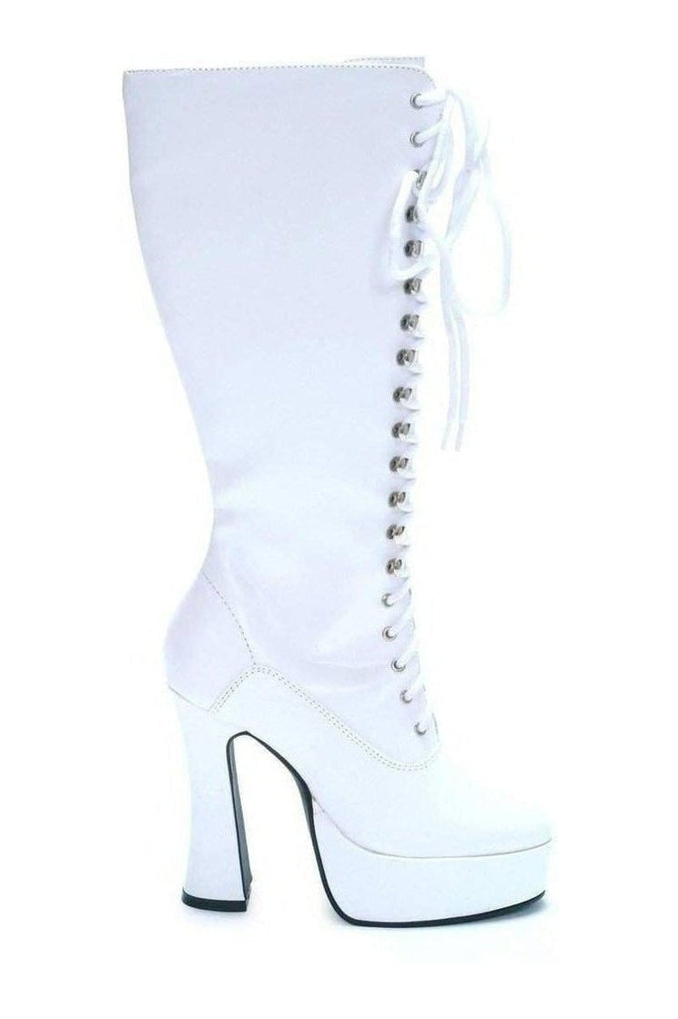 Ellie Shoes EASY Knee Boot in White Patent from SexyShoes.com