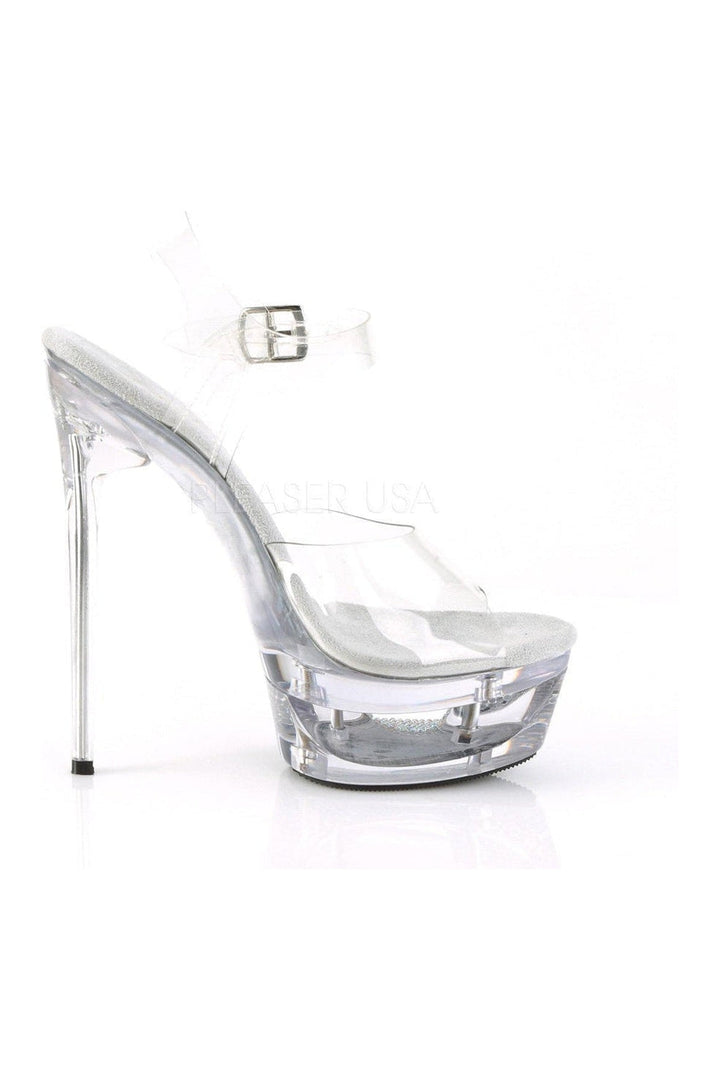 ECLIPSE-608DM Platform Sandal | Clear Vinyl-Pleaser-SEXYSHOES.COM