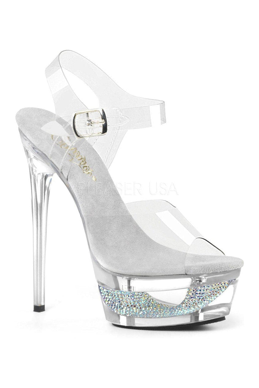 ECLIPSE-608DM Platform Sandal | Clear Vinyl-Pleaser-SEXYSHOES.COM