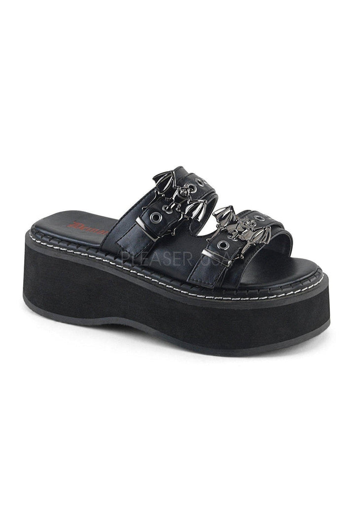 EMILY-100 Demonia Sandal | Black Faux Leather-Demonia-SEXYSHOES.COM