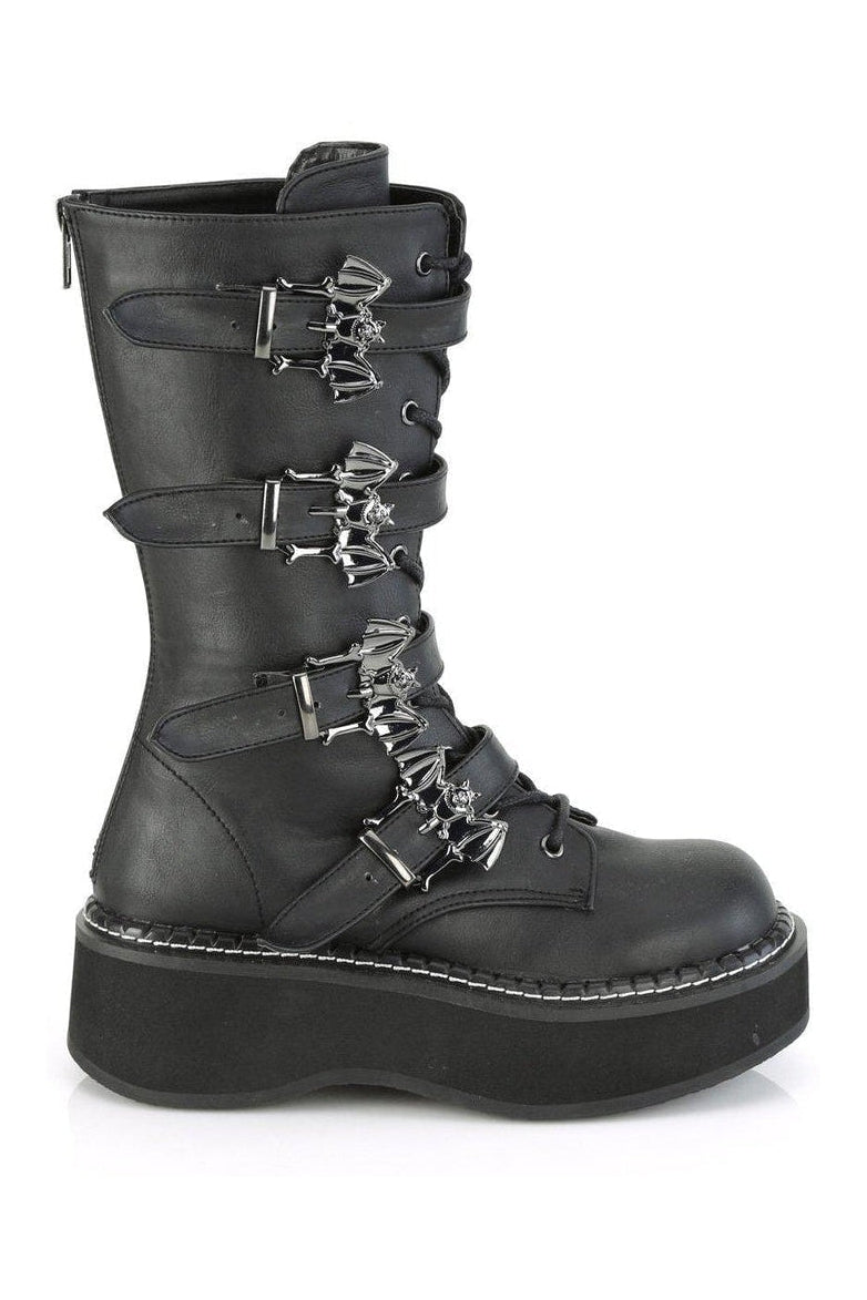 EMILY-322 Knee Boot | Black Faux Leather-Knee Boots-Demonia-SEXYSHOES.COM